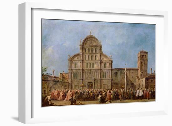 Easter Procession of the Doge of Venice at the Church of San Zaccaria, C.1766-70-Francesco Guardi-Framed Giclee Print