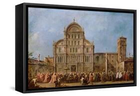 Easter Procession of the Doge of Venice at the Church of San Zaccaria, C.1766-70-Francesco Guardi-Framed Stretched Canvas