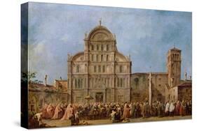 Easter Procession of the Doge of Venice at the Church of San Zaccaria, C.1766-70-Francesco Guardi-Stretched Canvas