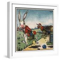 Easter Rabbit and Chicken Illustration on Egg Dye Packaging-Jennifer Kennard-Framed Giclee Print