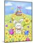 Easter Rabbit and Chicks-MAKIKO-Mounted Giclee Print