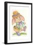 Easter Rabbit with Basket-Beverly Johnston-Framed Giclee Print