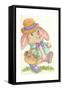 Easter Rabbit with Basket-Beverly Johnston-Framed Stretched Canvas