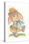 Easter Rabbit with Basket-Beverly Johnston-Stretched Canvas