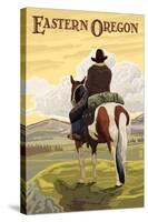 Eastern Oregon - Cowboy and Horse-Lantern Press-Stretched Canvas