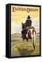 Eastern Oregon - Cowboy and Horse-Lantern Press-Framed Stretched Canvas