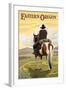 Eastern Oregon - Cowboy and Horse-Lantern Press-Framed Premium Giclee Print
