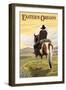 Eastern Oregon - Cowboy and Horse-Lantern Press-Framed Art Print