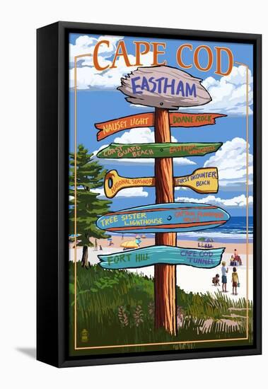 Eastham, Massachusetts Cape Cod - Sign Destinations-Lantern Press-Framed Stretched Canvas