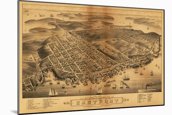 Eastport, Maine - Panoramic Map-Lantern Press-Mounted Art Print