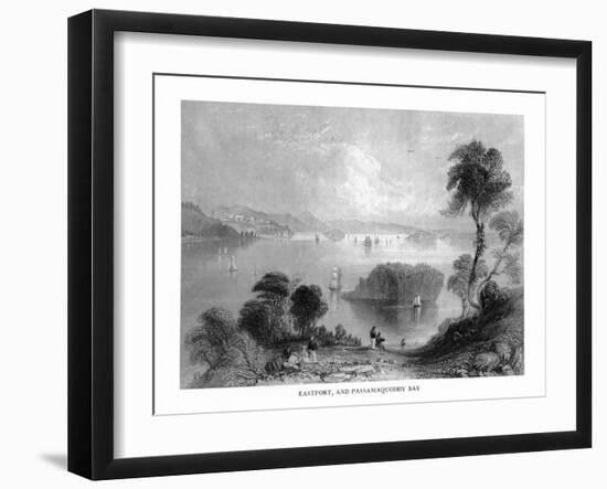 Eastport, Maine, Panoramic View of Passamaquoddy Bay and Town in Distance-Lantern Press-Framed Art Print