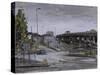Eastville Roundabout, Light Rain, October-Tom Hughes-Stretched Canvas