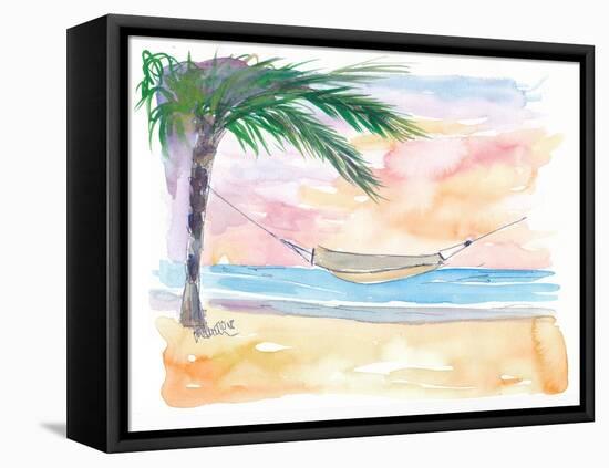 Easy Going Hammock under Palms-M. Bleichner-Framed Stretched Canvas