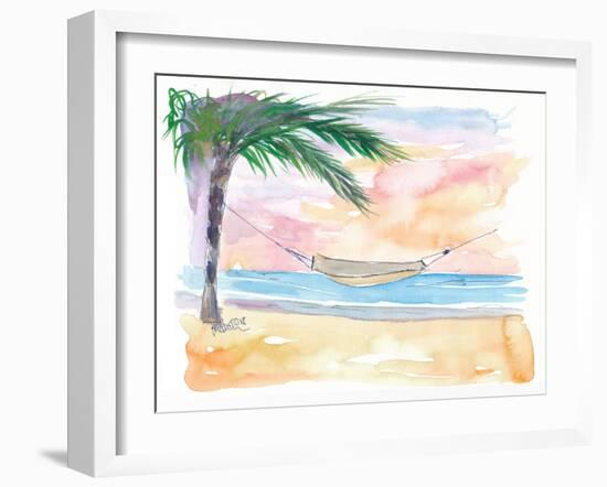 Easy Going Hammock under Palms-M. Bleichner-Framed Art Print