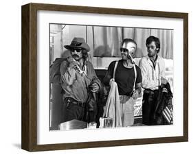 Easy Rider by DennisHopper with Dennis Hopper, Peter Fonda and Jack Nickolson, 1969 (b/w photo)-null-Framed Photo