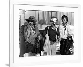 Easy Rider by DennisHopper with Dennis Hopper, Peter Fonda and Jack Nickolson, 1969 (b/w photo)-null-Framed Photo