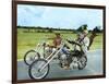 Easy Rider by DennisHopper with Dennis Hopper, Peter Fonda and Jack Nickolson, 1969 (motos Harley D-null-Framed Photo