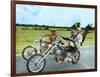 Easy Rider by DennisHopper with Dennis Hopper, Peter Fonda and Jack Nickolson, 1969 (motos Harley D-null-Framed Photo