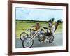 Easy Rider by DennisHopper with Dennis Hopper, Peter Fonda and Jack Nickolson, 1969 (motos Harley D-null-Framed Photo