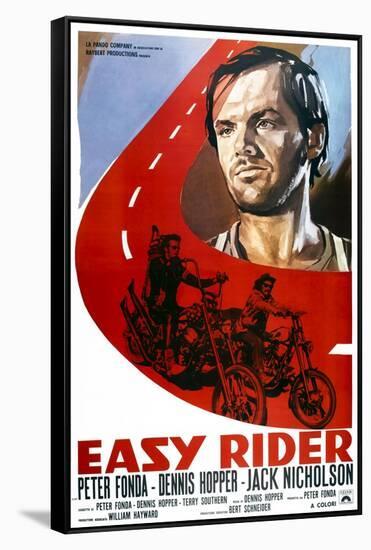 Easy Rider, Italian Poster Art, from Top: Jack Nicholson, Peter Fonda, Dennis Hopper, 1969-null-Framed Stretched Canvas