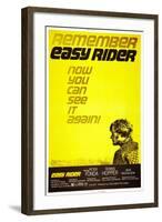 Easy Rider, Peter Fonda on 1972 Re-Release Poster, 1969-null-Framed Art Print