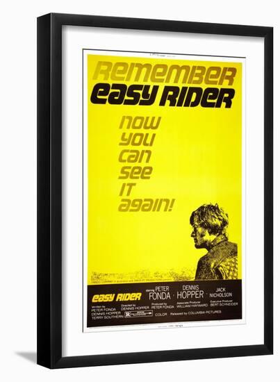 Easy Rider, Peter Fonda on 1972 Re-Release Poster, 1969-null-Framed Art Print