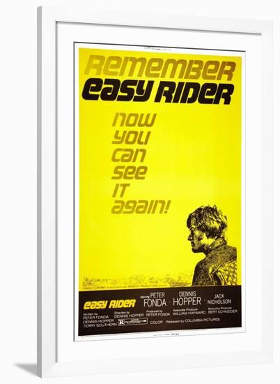 Easy Rider, Peter Fonda on 1972 Re-Release Poster, 1969-null-Framed Art Print