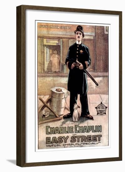 Easy Street, Charlie Chaplin, 1917-null-Framed Art Print