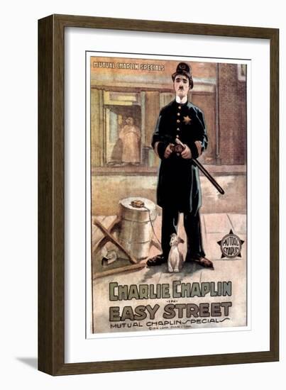 Easy Street, Charlie Chaplin, 1917-null-Framed Art Print