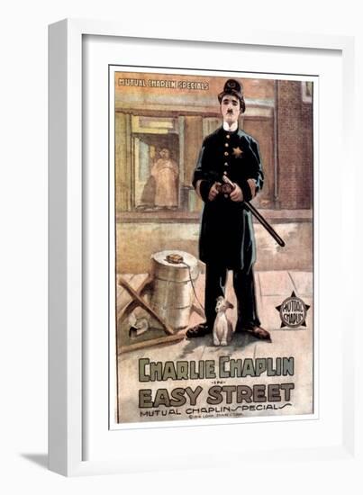 Easy Street, Charlie Chaplin, 1917-null-Framed Art Print