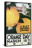 Eat CA Oranges on Orange Day - California-Lantern Press-Framed Stretched Canvas