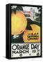Eat CA Oranges on Orange Day - California-Lantern Press-Framed Stretched Canvas