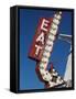 Eat Diner Sign along West 6th Avenue, San Jacinto District, Amarillo, Texas-Walter Bibikow-Framed Stretched Canvas