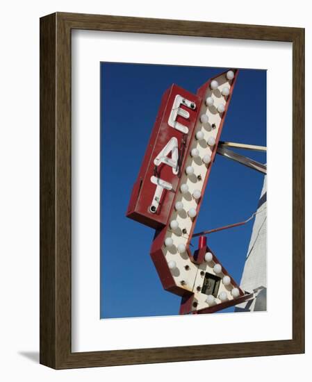 Eat Diner Sign along West 6th Avenue, San Jacinto District, Amarillo, Texas-Walter Bibikow-Framed Photographic Print