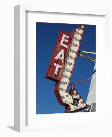 Eat Diner Sign along West 6th Avenue, San Jacinto District, Amarillo, Texas-Walter Bibikow-Framed Photographic Print