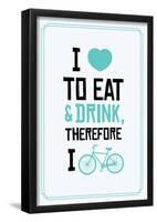 Eat Drink Bike (Aqua)-null-Framed Poster