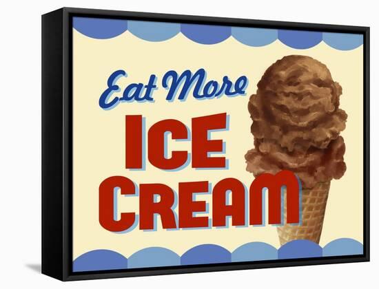 Eat More Ice Cream-Retroplanet-Framed Stretched Canvas