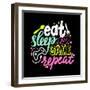 Eat, Sleep, Game, Repeat Gamer Lettering and Doodle Elements. T-Shirt Print, Banner with Creative G-invincible_bulldog-Framed Photographic Print
