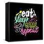 Eat, Sleep, Game, Repeat Gamer Lettering and Doodle Elements. T-Shirt Print, Banner with Creative G-invincible_bulldog-Framed Stretched Canvas