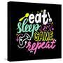 Eat, Sleep, Game, Repeat Gamer Lettering and Doodle Elements. T-Shirt Print, Banner with Creative G-invincible_bulldog-Stretched Canvas