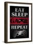 Eat Sleep Game Repeat Red-Denise Brown-Framed Art Print