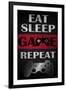 Eat Sleep Game Repeat Red-Denise Brown-Framed Art Print