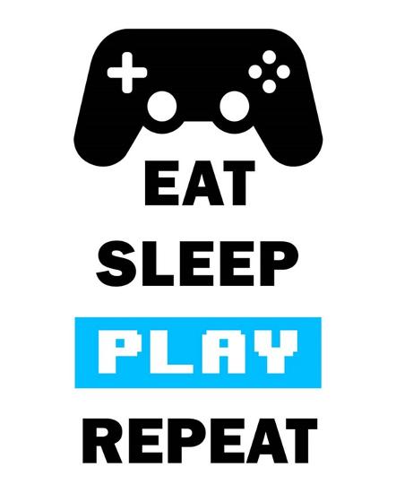 Eat Sleep Game Repeat White And Blue Prints Color Me Happy Allposters Com