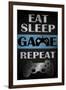 Eat Sleep Game Repeat-Denise Brown-Framed Art Print