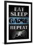 Eat Sleep Game Repeat-Denise Brown-Framed Art Print