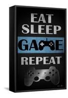 Eat Sleep Game Repeat-Denise Brown-Framed Stretched Canvas