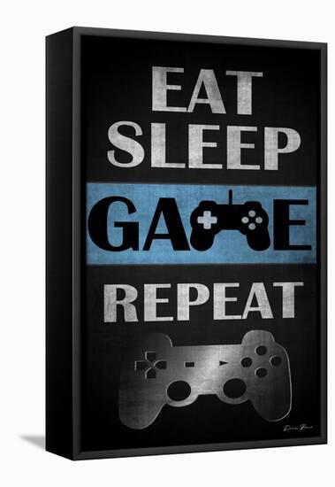 Eat Sleep Game Repeat-Denise Brown-Framed Stretched Canvas