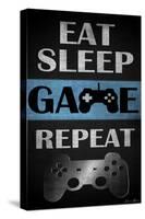 Eat Sleep Game Repeat-Denise Brown-Stretched Canvas