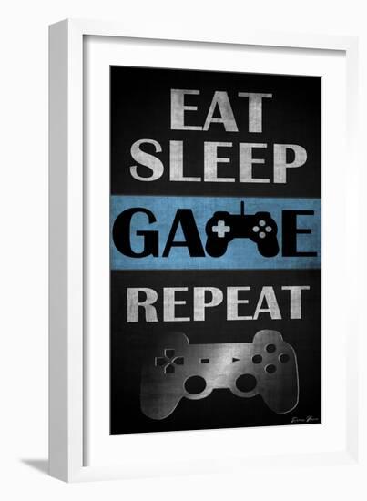 Eat Sleep Game Repeat-Denise Brown-Framed Art Print