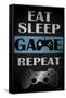 Eat Sleep Game Repeat-Denise Brown-Framed Stretched Canvas